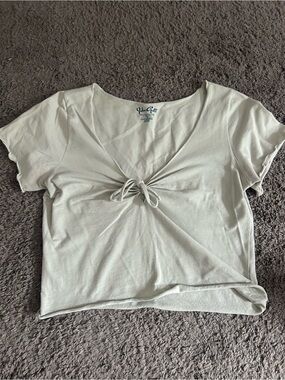 Brandy Melville Cream Tie-Front V-Neck Crop Top
